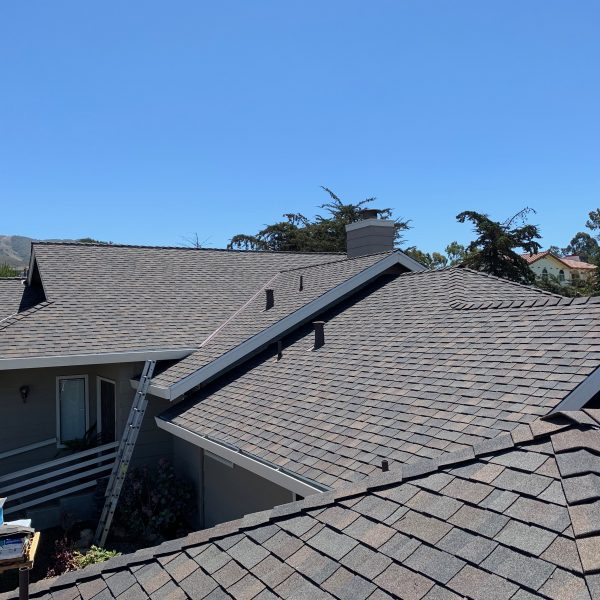 Composition shingle roof installed in Santa Cruz California by Redwood Roofing and Repair.
