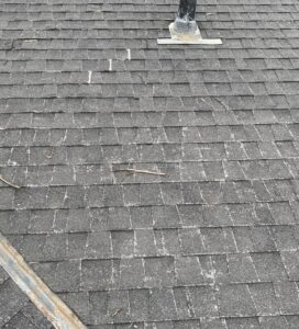 Moderate granule loss on a composite shingle roof in Aptos CA